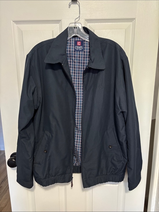 Chaps Other - Chaps Men's Navy Blue harrignton-Style Windbreaer Full Zip Front Point Collar
